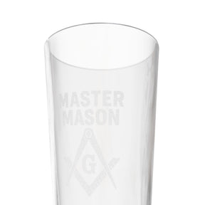 Master Mason Blue Lodge Pint Glass - Square & Compasses with G Design - Bricks Masons