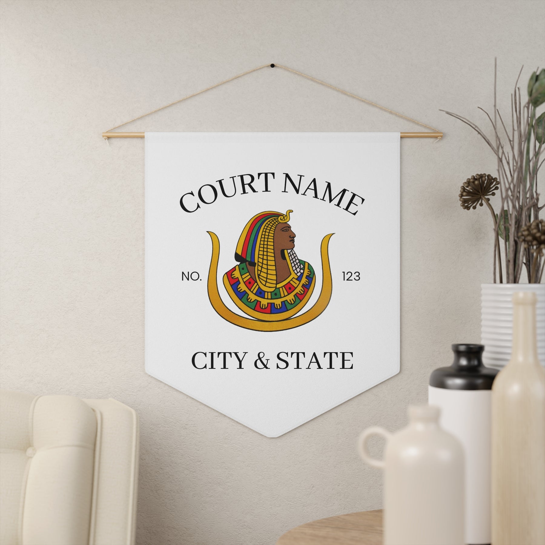 DOI Pennant - White Polyester Twill with Personalization - Bricks Masons