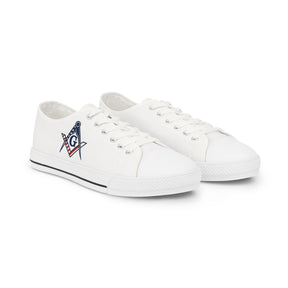 Master Mason Blue Lodge Sneaker - Low Top Sneaker Black & White USA Flag - Bricks Masons