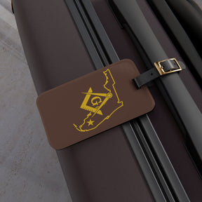 Master Mason Blue Lodge Luggage Tag - Florida Mason With Black Leather Strap - Bricks Masons