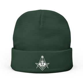 Master Mason Blue Lodge Canada Jurisdiction Beanie - Knit Embroidery Maple Leaf With S&C - Bricks Masons