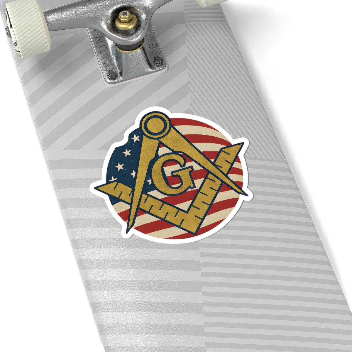 Master Mason Blue Lodge Sticker Decal - Kiss-Cut US Flag Square & Compass G - Bricks Masons