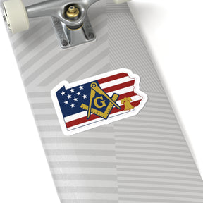 Master Mason Blue Lodge Sticker Decal - Kiss-Cut Pennsylvania With Liberty Bell - Bricks Masons