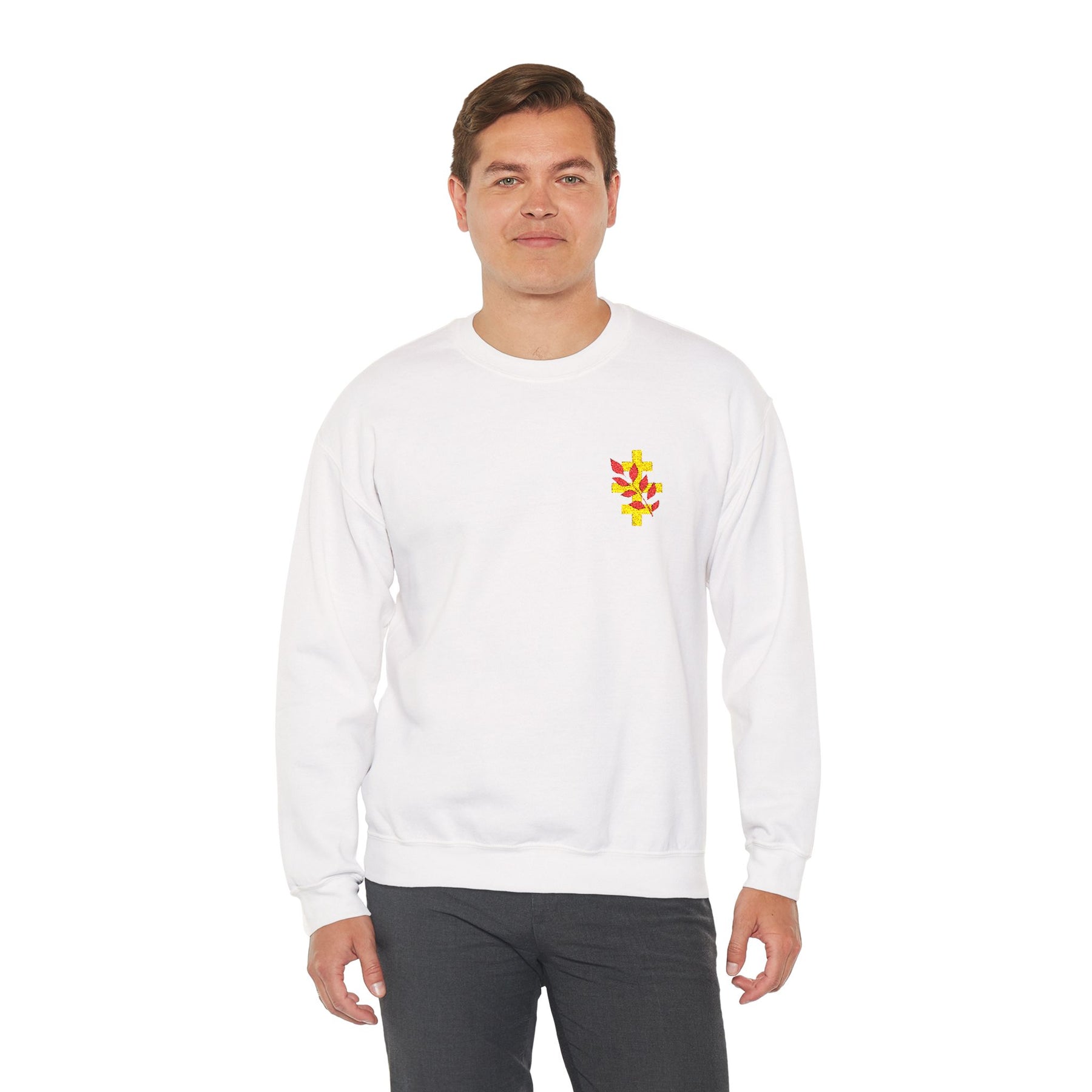 Red Branch of Eri Sweatshirt - Left Chest Embroidered Motif - Bricks Masons