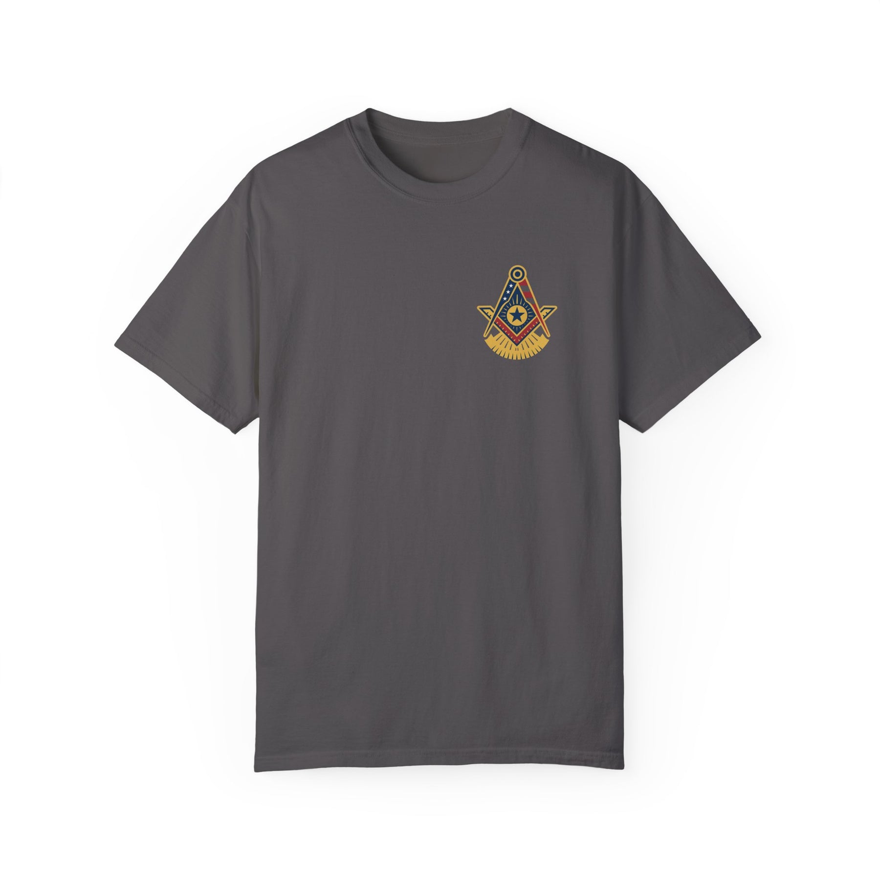 Past Master Blue Lodge T-Shirt - Garment-Dyed US Flag - Bricks Masons