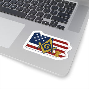 Master Mason Blue Lodge Sticker Decal - Kiss-Cut Pennsylvania With Liberty Bell - Bricks Masons