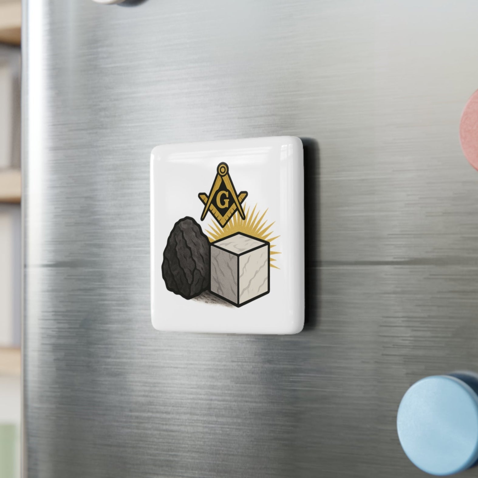 Master Mason Blue Lodge Magnet - Porcelain With Magnet - Bricks Masons