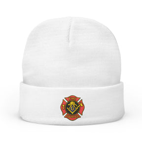 Master Mason Blue Lodge Beanie - Knit Embroidery Firefighter Mason Square & Compass G - Bricks Masons