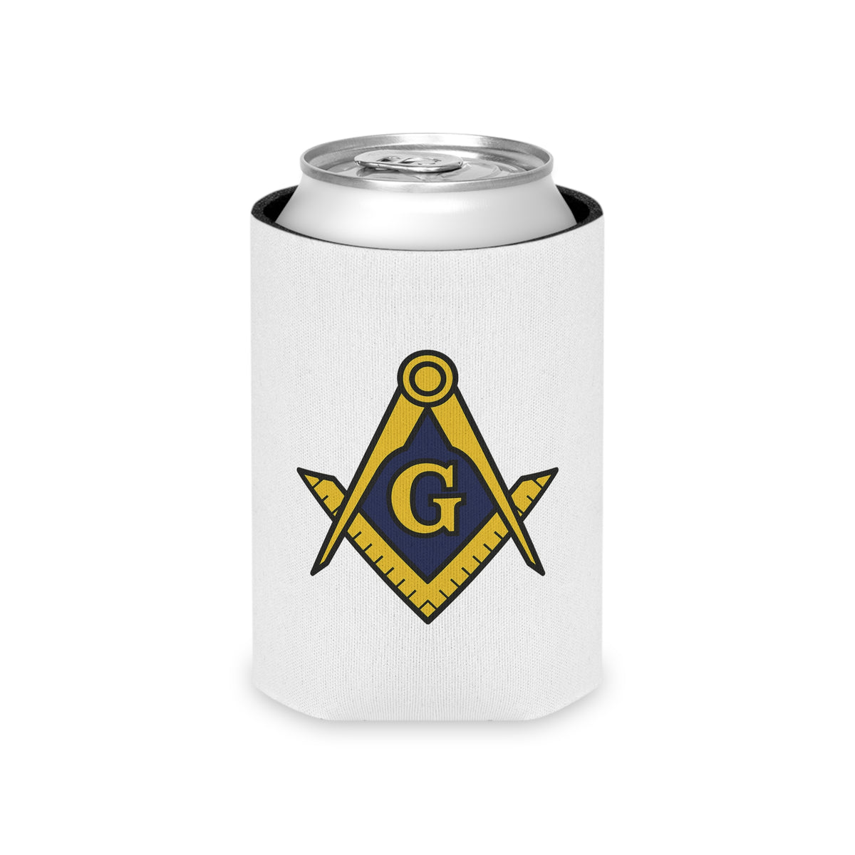 Master Mason Blue Lodge Can Cooler - Square and Compass with G - Bricks Masons