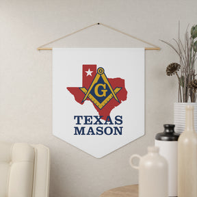 Master Mason Blue Lodge Pennant - Texas Map with Square & Compass and G Emblem - Bricks Masons