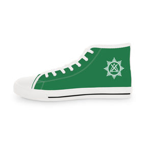 Knight Masons Sneaker - High Top Black & White Green Canvas - Bricks Masons