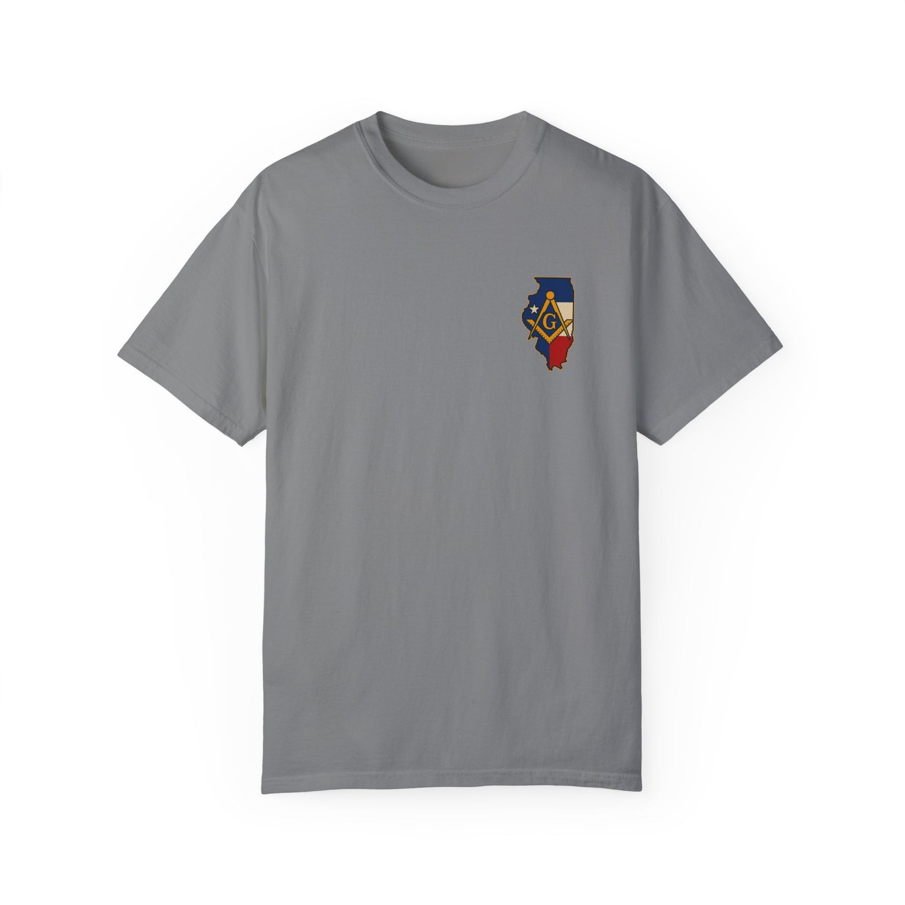 Master Mason Blue Lodge T-Shirt - Garment-Dyed Illinois Mason - Bricks Masons