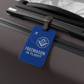 Master Mason Blue Lodge Luggage Tag - Freemason In Flight With Black Leather Strap - Bricks Masons