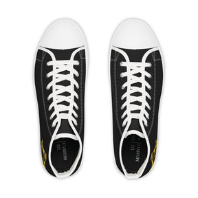 District Deputy Grand Master Blue Lodge Sneaker - High Top Black & White Gold Emblem - Bricks Masons
