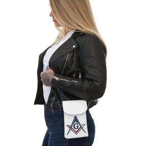 Master Mason Blue Lodge Cell Phone Wallet - US Flag Square & Compass G - Bricks Masons