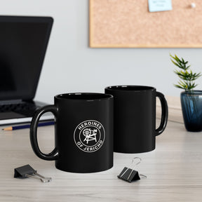 Heroines of Jericho Mug - Black with Spinning Wheel and Chair Emblem - Bricks Masons