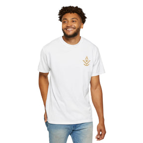Past Master Blue Lodge T-Shirt - Garment-Dyed Square & Compass, Quadrant - Bricks Masons