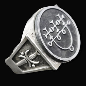 Demon Ring 12 PRINCE SITRI Sitri 72 Demons Minor Key of Solomon Goetia In Silver 2.2 cm x 1.8 cm 18 Gr Art 1790 - Bricks Masons