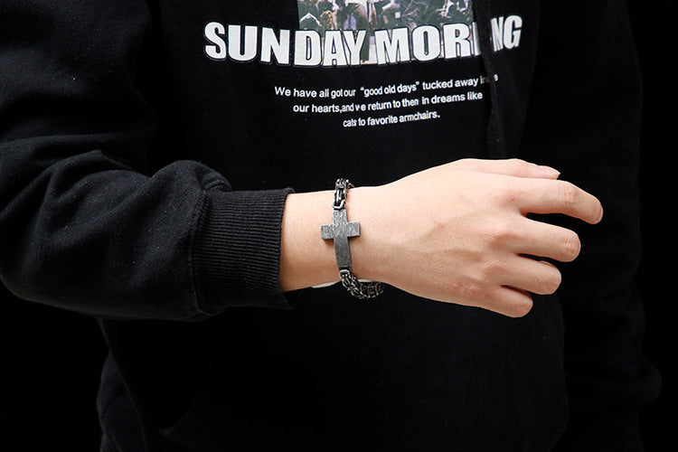 Knights Templar Commandery Bracelet - Steel Color With Cross - Bricks Masons