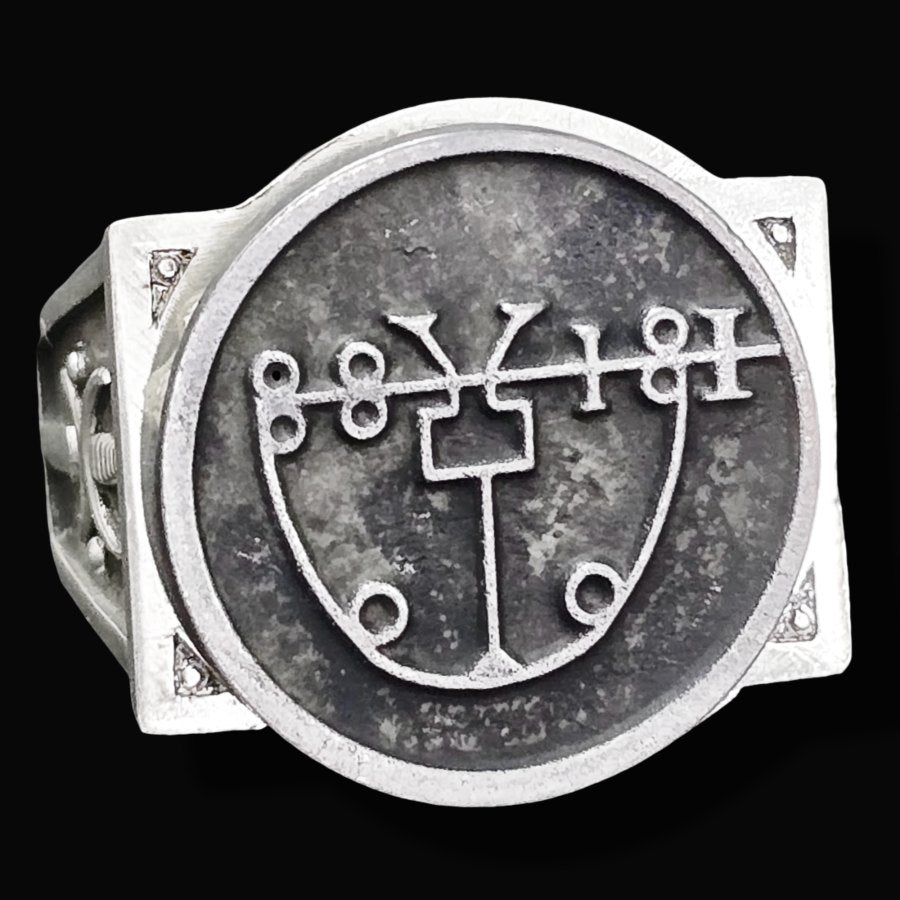 Demon Ring 14 MARQUIS LERAJE 72 Demons Lesser Key of Solomon Goetia In Silver 2.2 cm x 1.8 cm 18 Gr Art 1792 - Bricks Masons