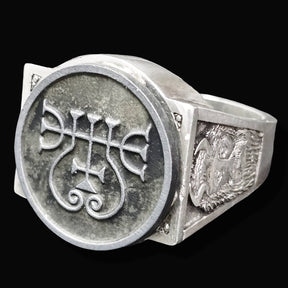 Demon Ring 16 DUKE ZEPAR 72 Demons Lesser Key of Solomon Goetia In Silver 2.2 cm x 1.8 cm 18 Gr Art 1794 - Bricks Masons