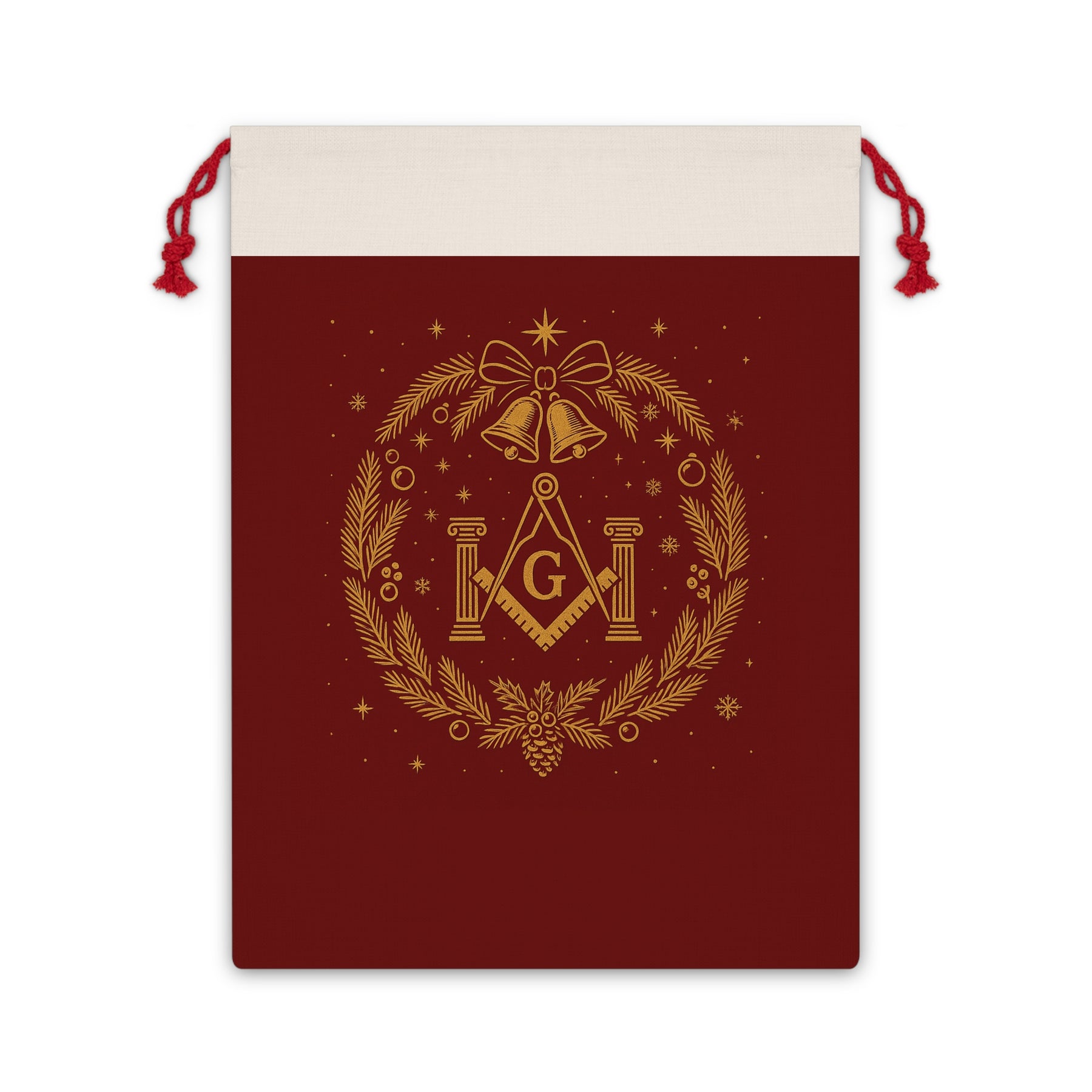 Master Mason Blue Lodge Gift Bag - Square & Compass G with Pillars Christmas Edition - Bricks Masons