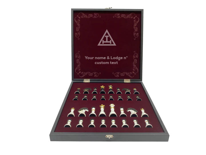 Royal Arch Chapter Chess Set - Black Marble Pattern - Bricks Masons