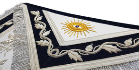 Past Master Blue Lodge Apron - Silver & Gold Hand Embroidery