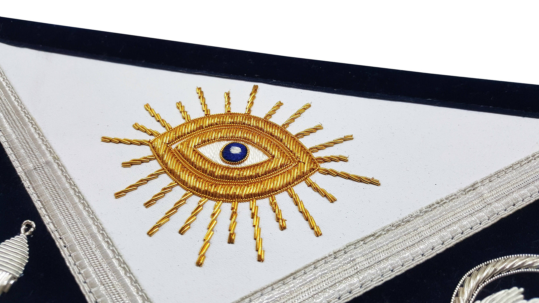 Past Master Blue Lodge Apron - Silver & Gold Hand Embroidery