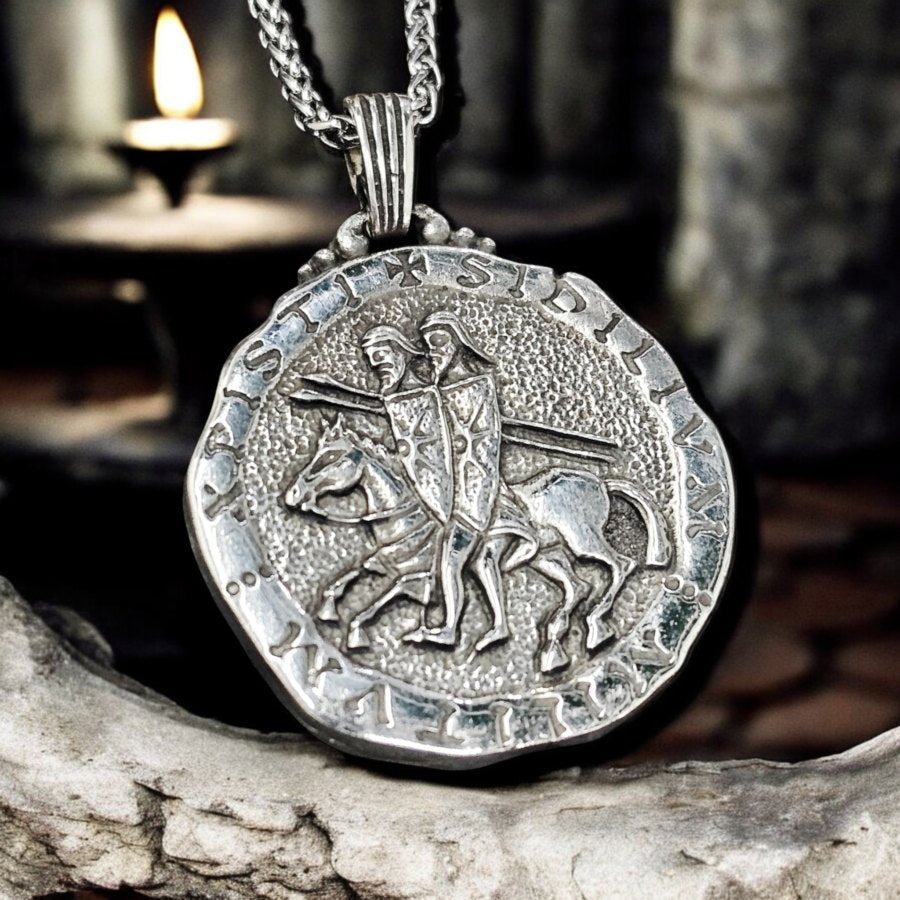 Knights Templar Pendant in Silver 3.7 cm 30 g Art 217 - Bricks Masons