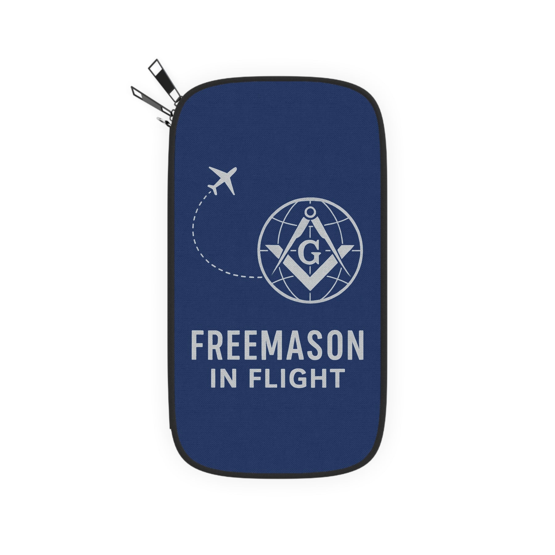 Master Mason Blue Lodge Passport Wallet - Navy Blue Freemason In Flight - Bricks Masons