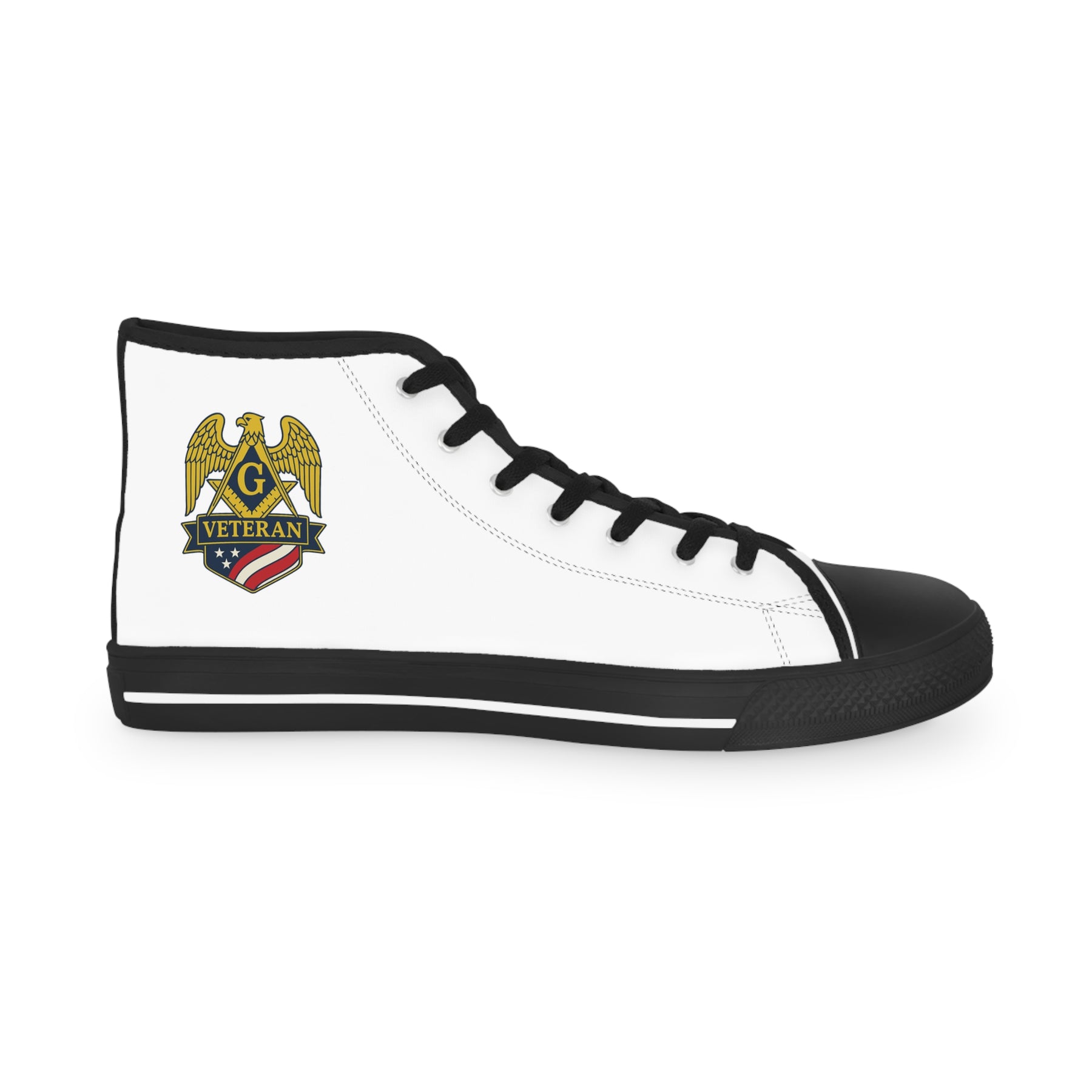 Master Mason Blue Lodge Sneaker - High Top Black & White Sole Veteran Mason - Bricks Masons