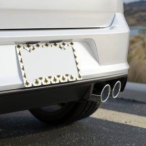Master Mason Blue Lodge License Plate Frame - Seamless Gold Square & Compass G Print - Bricks Masons