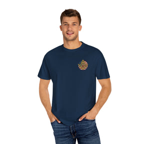 Master Mason Blue Lodge T-Shirt - Garment-Dyed US Flag Square & Compass G - Bricks Masons