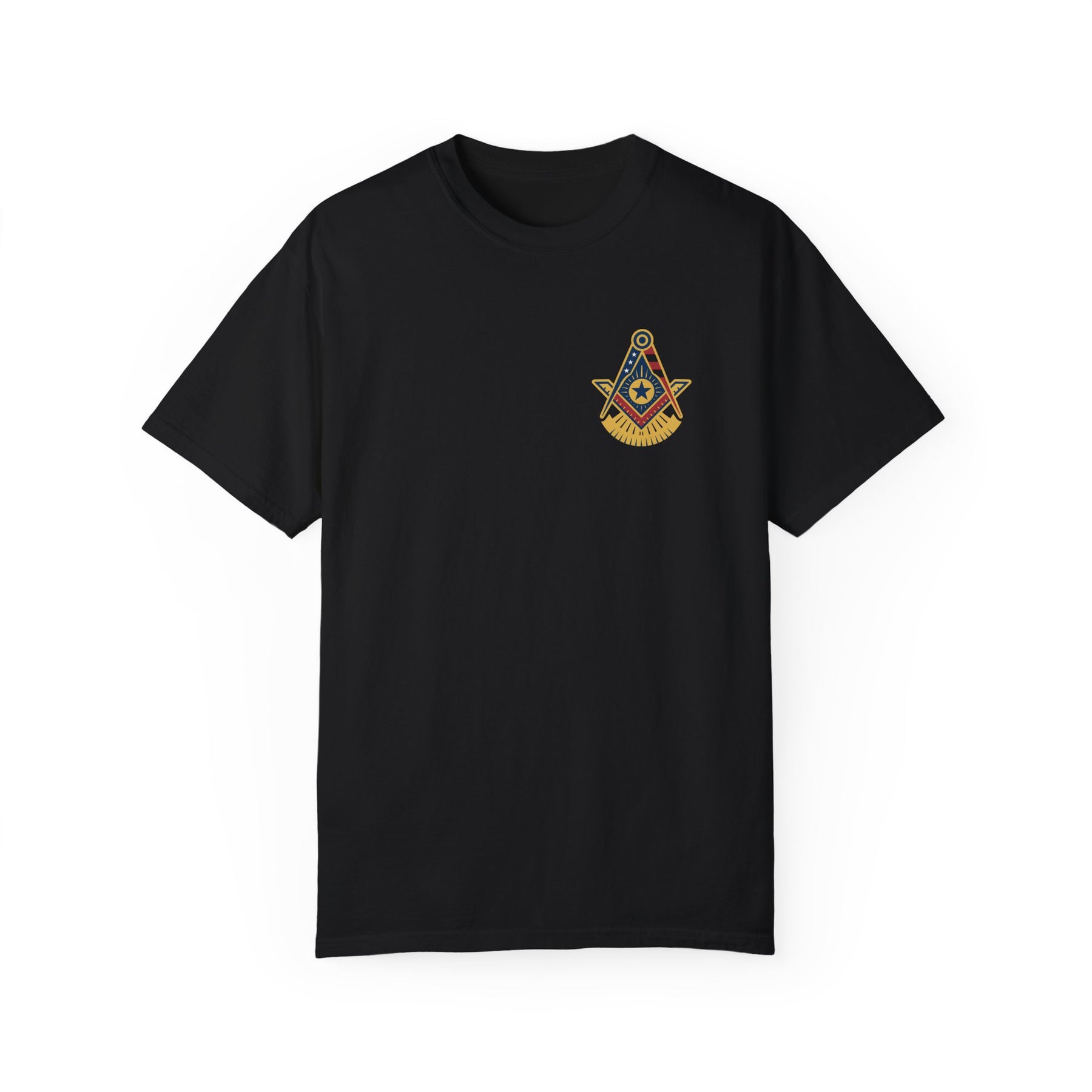 Past Master Blue Lodge T-Shirt - Garment-Dyed US Flag - Bricks Masons