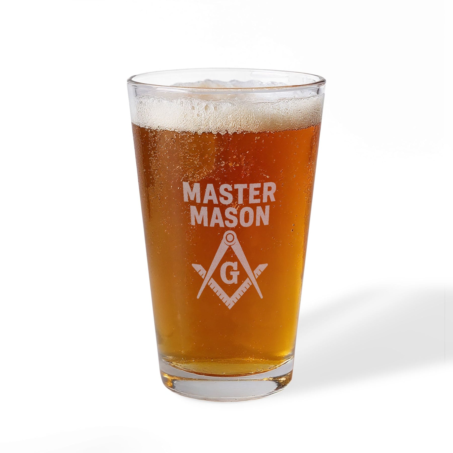 Master Mason Blue Lodge Pint Glass - Square & Compasses with G Design - Bricks Masons