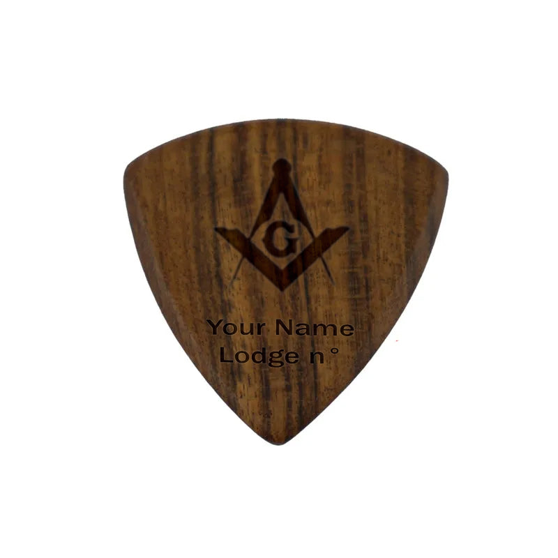 Master Mason Blue Lodge Wood Guitar Pick - Acoustic Electric Bass - Bricks Masons