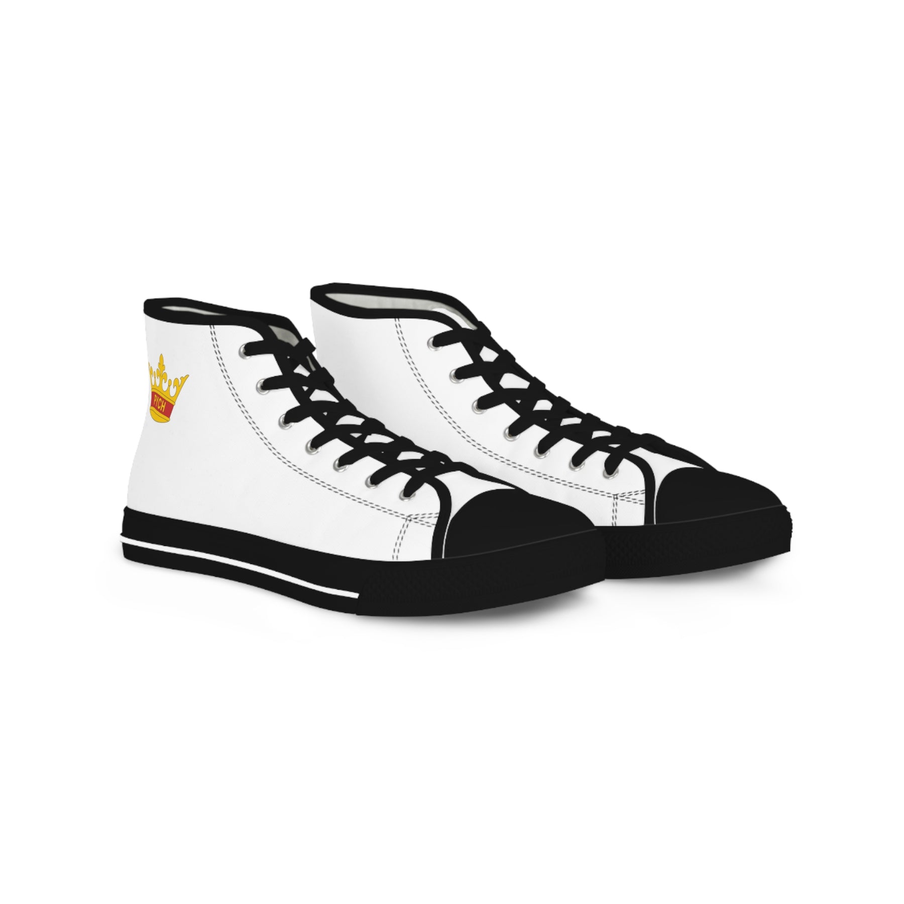 PYCH Sneaker - High Top Black & White Sole White Canvas - Bricks Masons
