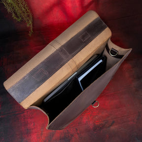 32nd Degree Scottish Rite Briefcase - Wings Down Genuine Cow Leather Convertible Bag - Bricks Masons