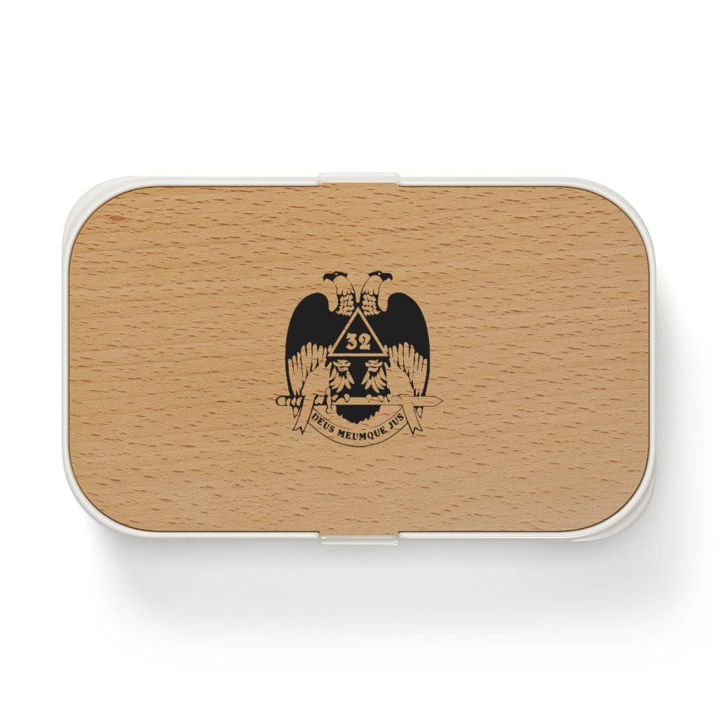 32nd Degree Scottish Rite Lunch Box - Wings Down Wooden Lid - Bricks Masons