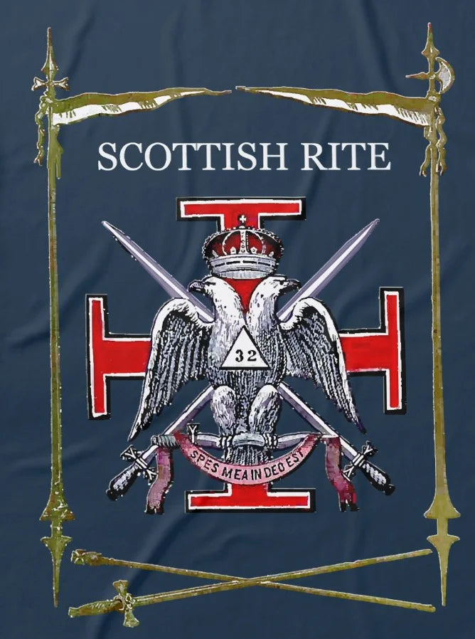 32nd Degree Scottish Rite T-Shirt - Cotton O-Neck Double Headed Eagle - Bricks Masons