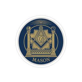Master Mason Blue Lodge Sticker Decal - Gold & Blue Water Resistant Vinyl - Bricks Masons