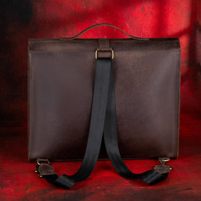 33rd Degree Scottish Rite Briefcase - Wings Up Genuine Cow Leather Convertible Bag - Bricks Masons