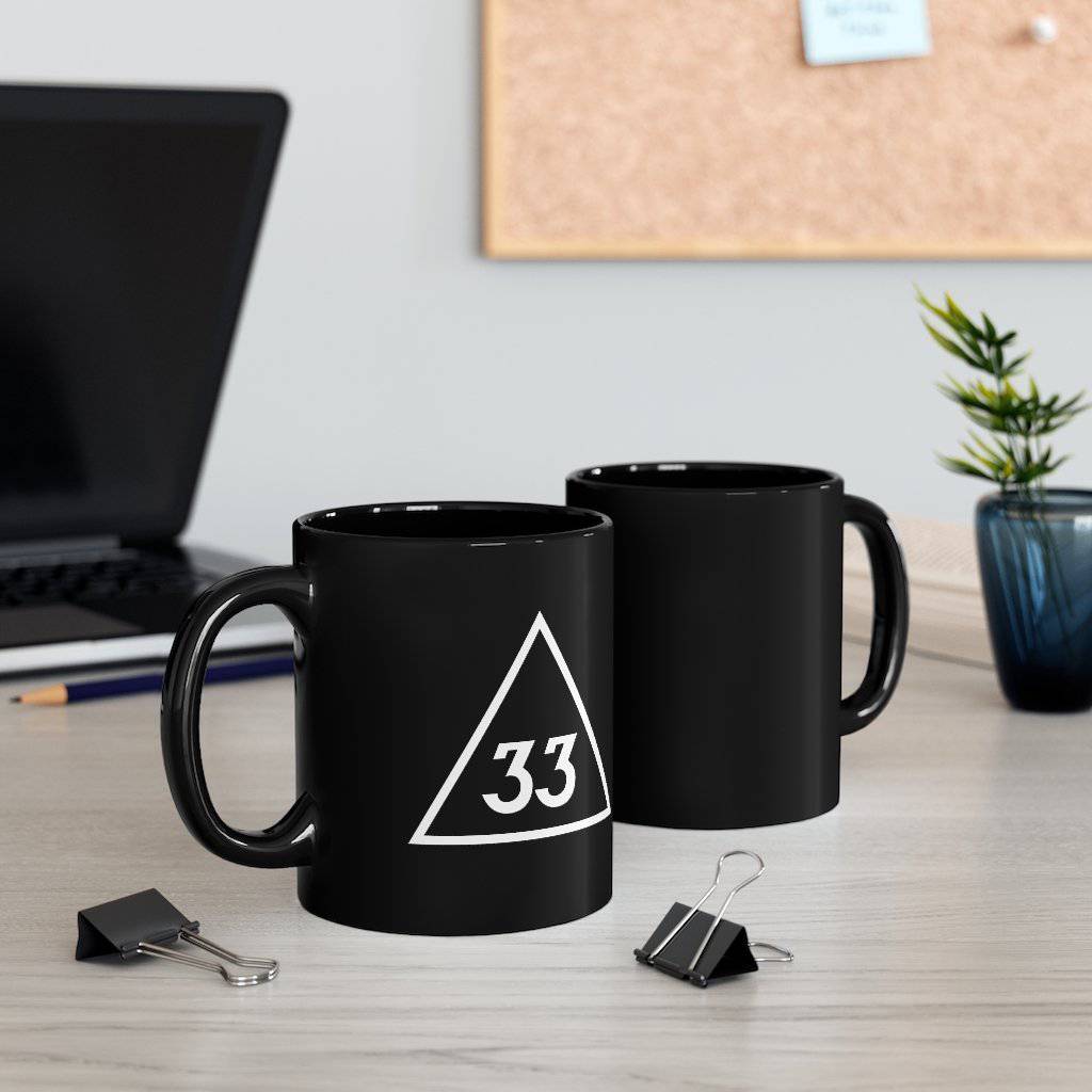 33rd Degree Scottish Rite Mug - Black & White 11oz - Bricks Masons