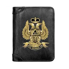 33rd Degree Scottish Rite Wallet - Genuine Leather & Credit Card Holder (Black/Brown/Coffee) - Bricks Masons