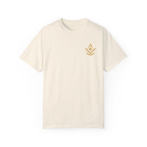 Past Master Blue Lodge T-Shirt - Garment-Dyed Square & Compass, Quadrant - Bricks Masons
