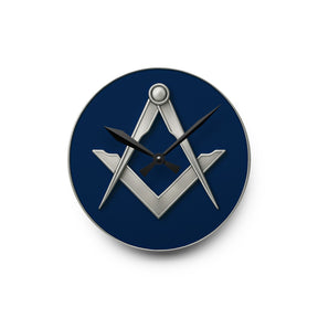 Master Mason Blue Lodge Clock - Blue & Silver Square & Compass - Bricks Masons