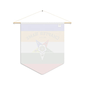 OES Pennant - Colorful Star on Polyester Twill With Personalization - Bricks Masons