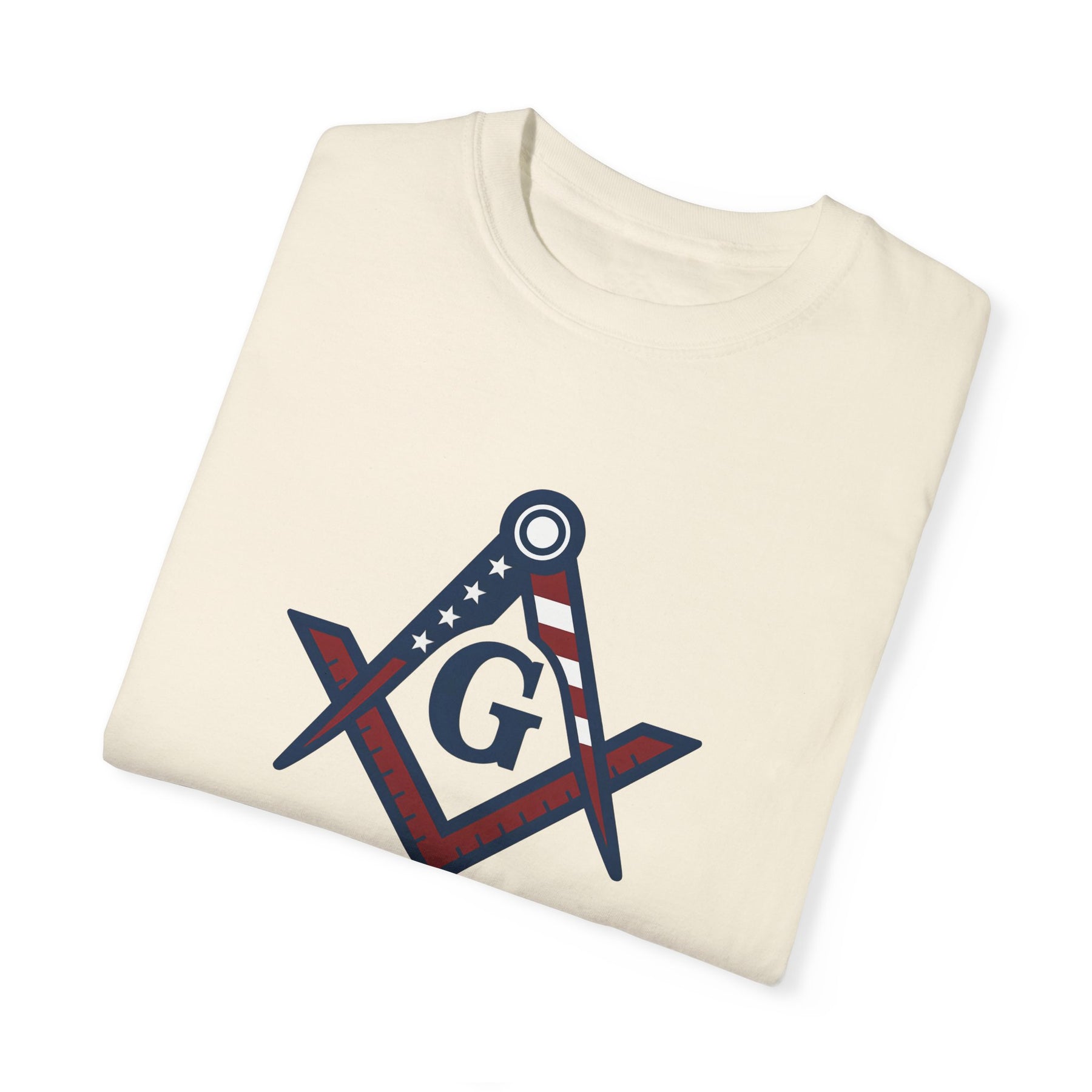 Master Mason Blue Lodge T-Shirt - Garment-Dyed USA Flag Mason - Bricks Masons