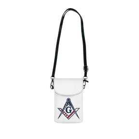 Master Mason Blue Lodge Cell Phone Wallet - US Square & Compass G Microfiber Leather - Bricks Masons